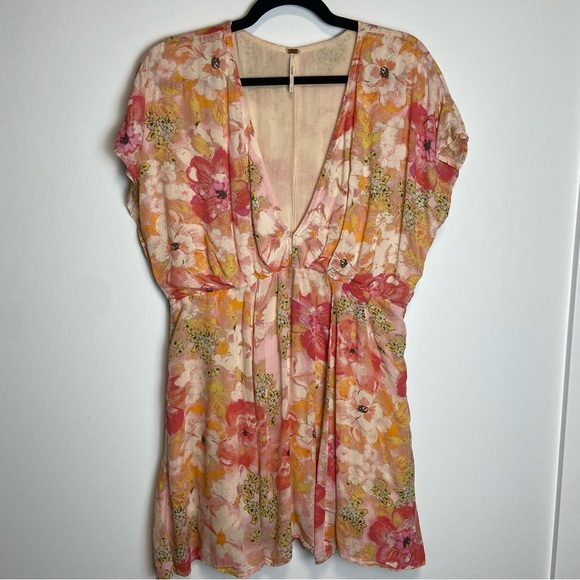 Free people Freddy tie floral mini dress large - Picture 2 of 10